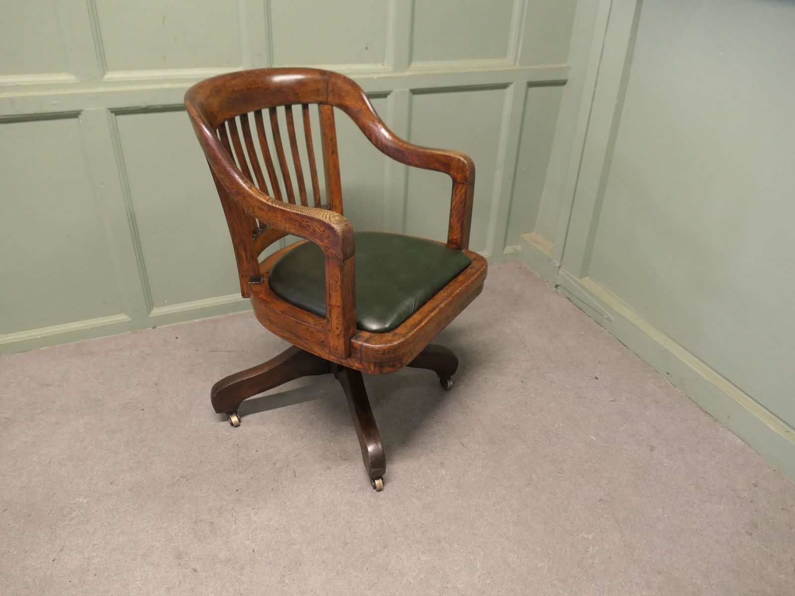 A Good Heavy Quality Art Deco Oak Desk Chair photo Furniture