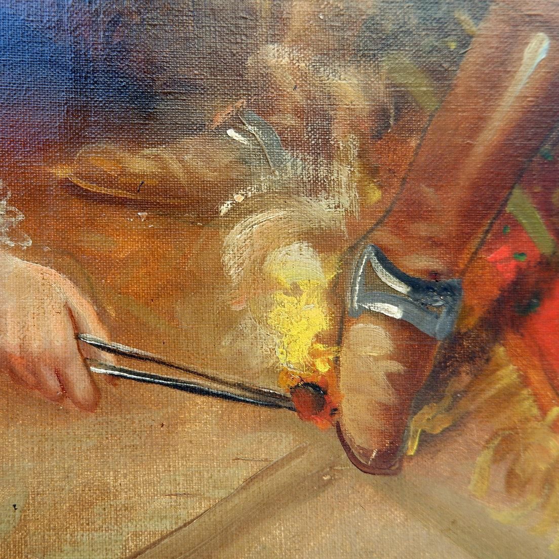 photo buy "Tavern Scene" Oil On Canvas Painting   Ferdinand Tirius (1896 1976)