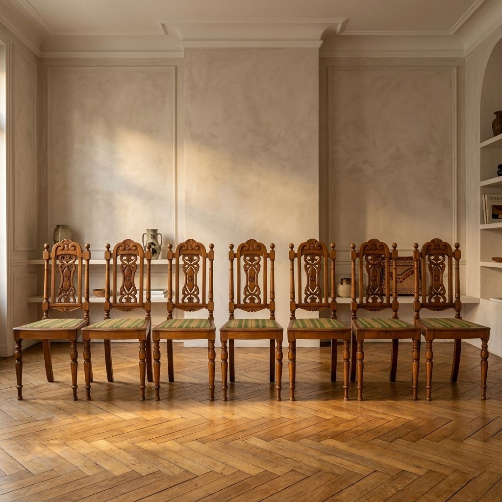 Set Of 9 Renaissance Revival Dining Chairs, Carved Wood, Czechoslovakia, Early 20th Century photo 1645.0