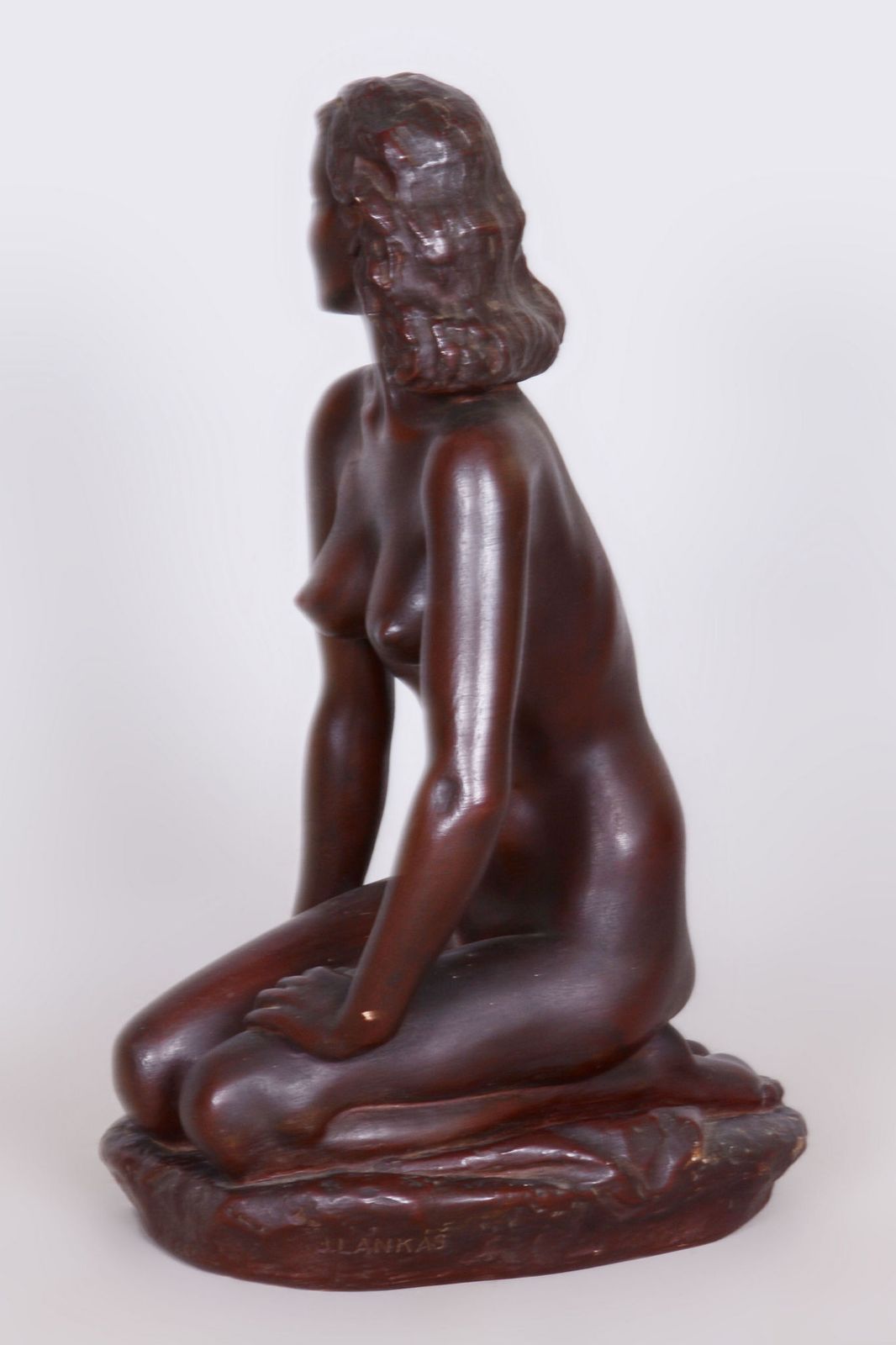 Original Art Deco Sclpture Of Nude Woman, By J. Lankáš, Ceramics, Czech, 1930s photo Art