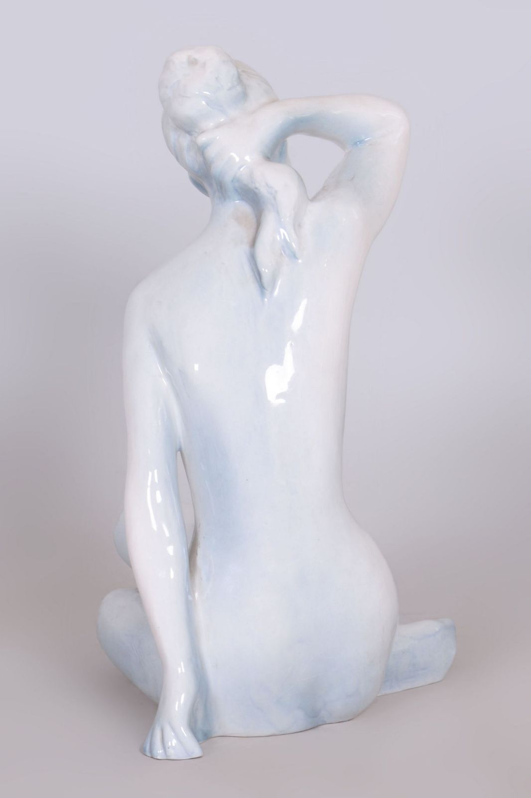 Original Mid Century Sculpture Of Woman, By B. Kokrda, Ceramics, Czech, 1950s photo for sale
