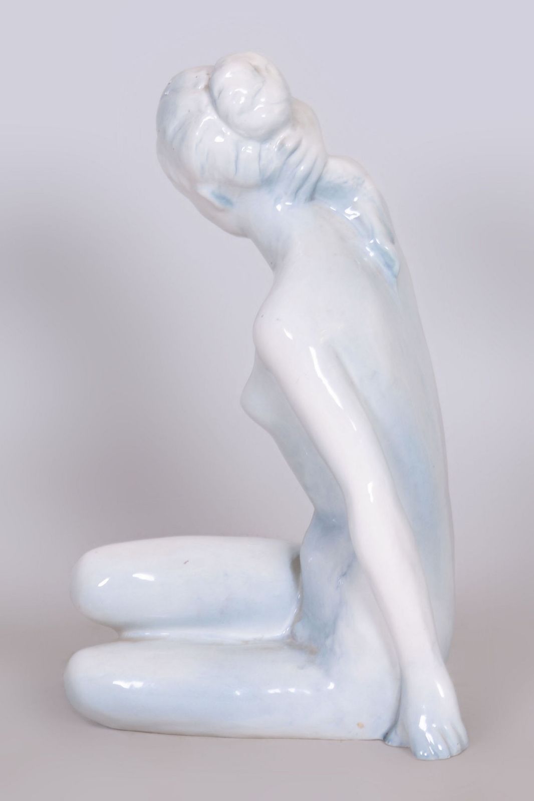 Original Mid Century Sculpture Of Woman, By B. Kokrda, Ceramics, Czech, 1950s photo Art