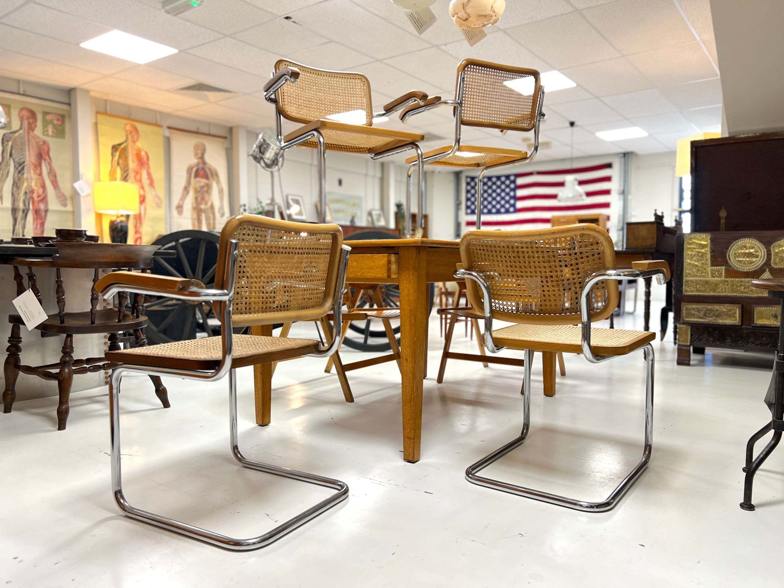 Marcel Breuer Cesca Dining Chairs, Set Of Four, Cane And Chrome Frames photo furniture