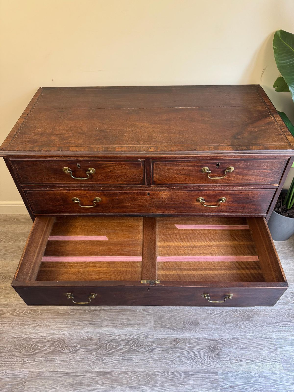 Furniture Antique Georgian Solid Wood Extra Large Chest Of Drawers Mahogany Oak photo