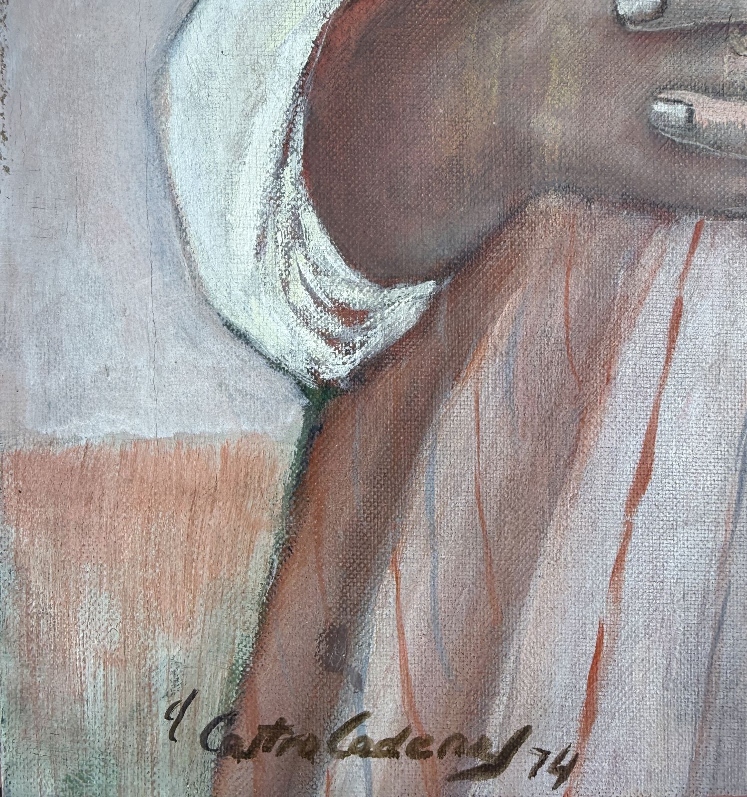 Portrait psychologique de jeune fille au chien, José Antonio Castro Cadenas, peinture figurative espagnole, huile sur toile, 1974 photo furniture