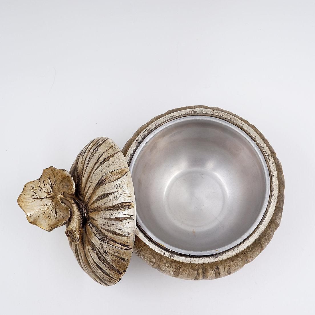 Pumpkin Shaped Ice Bucket With Textured Details On The Skin And Leaves. photo Home Decor