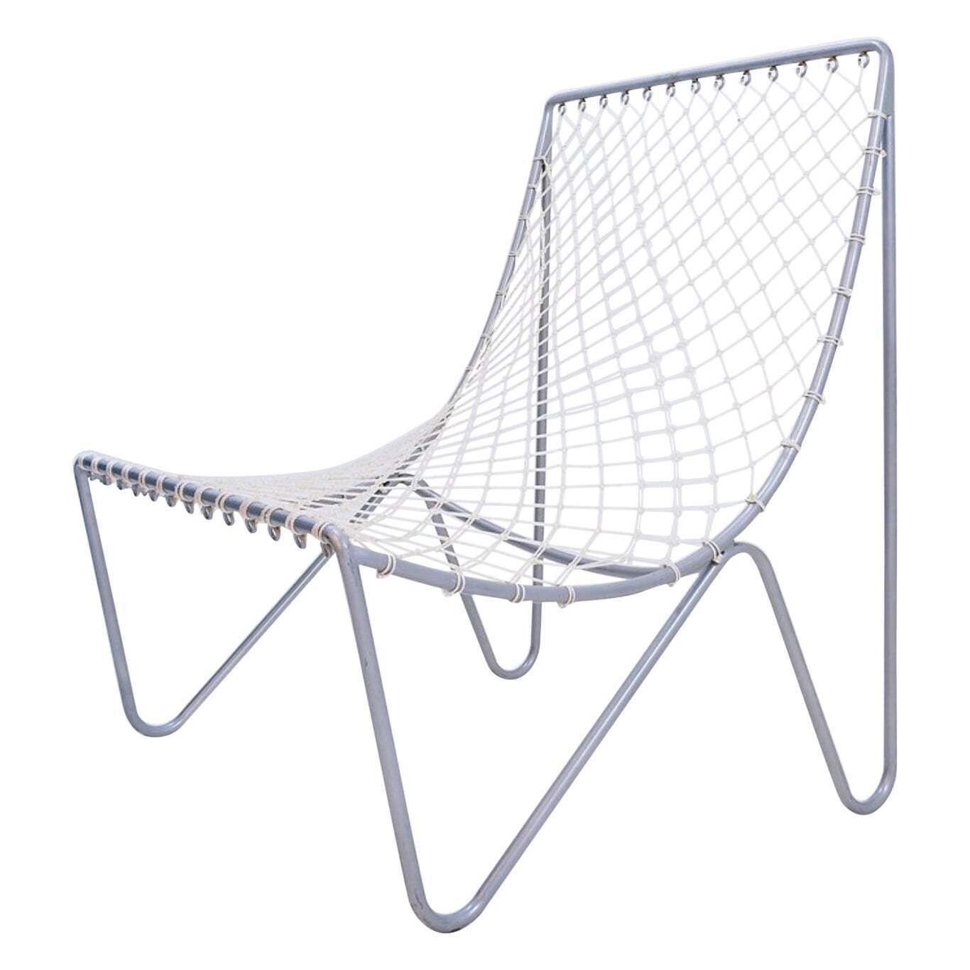 Vintage Lounge Chair   Metal And Synthetic Rope