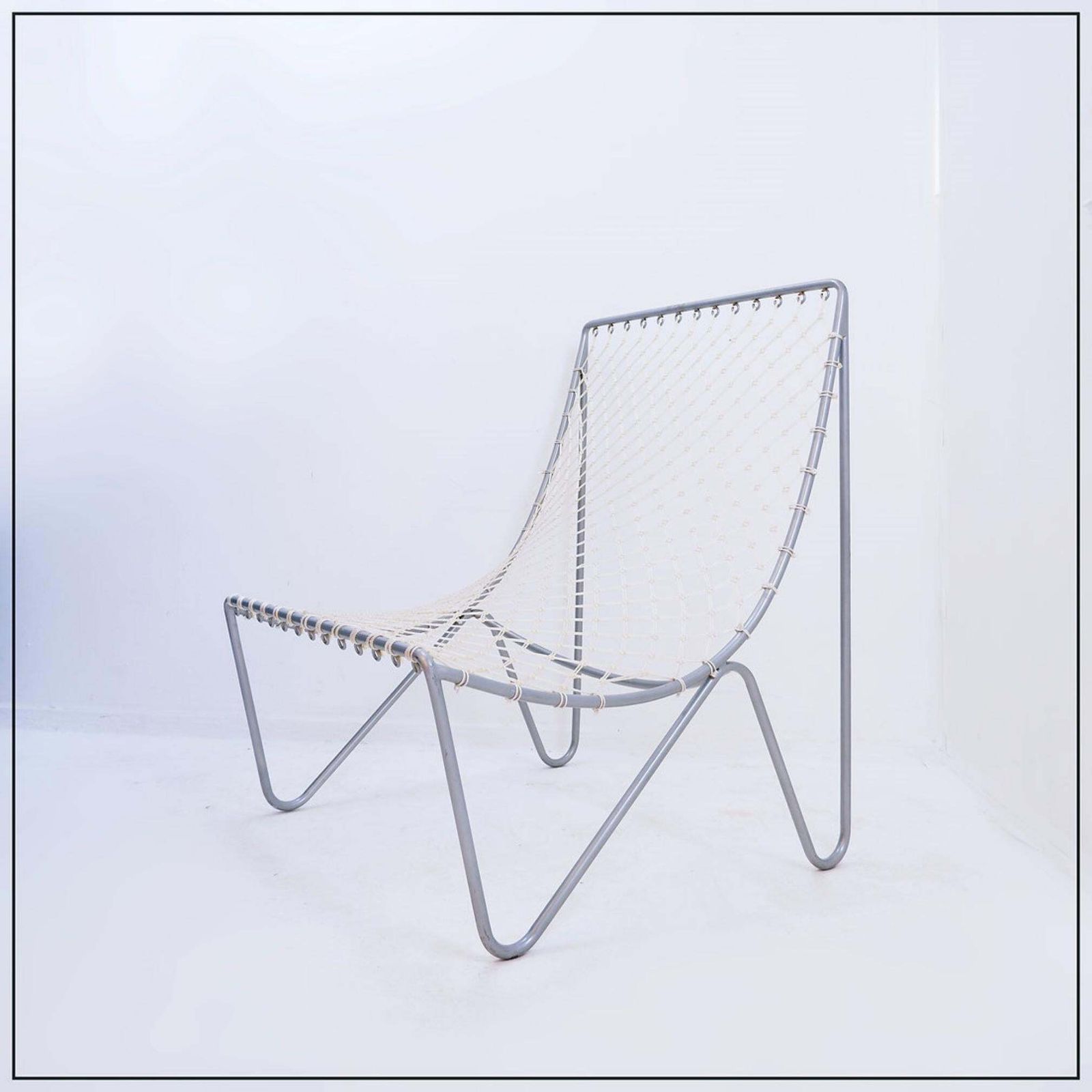 Vintage Lounge Chair   Metal And Synthetic Rope photo furniture