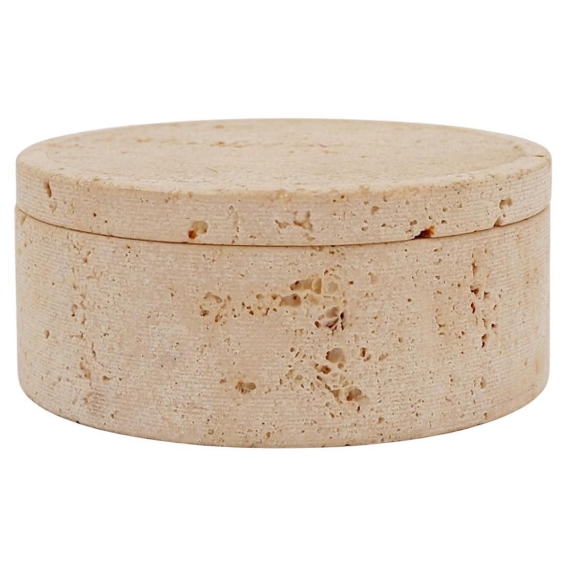 Midcentury Decorative Box In Travertine Enzo Mari Style, Italy 1970s