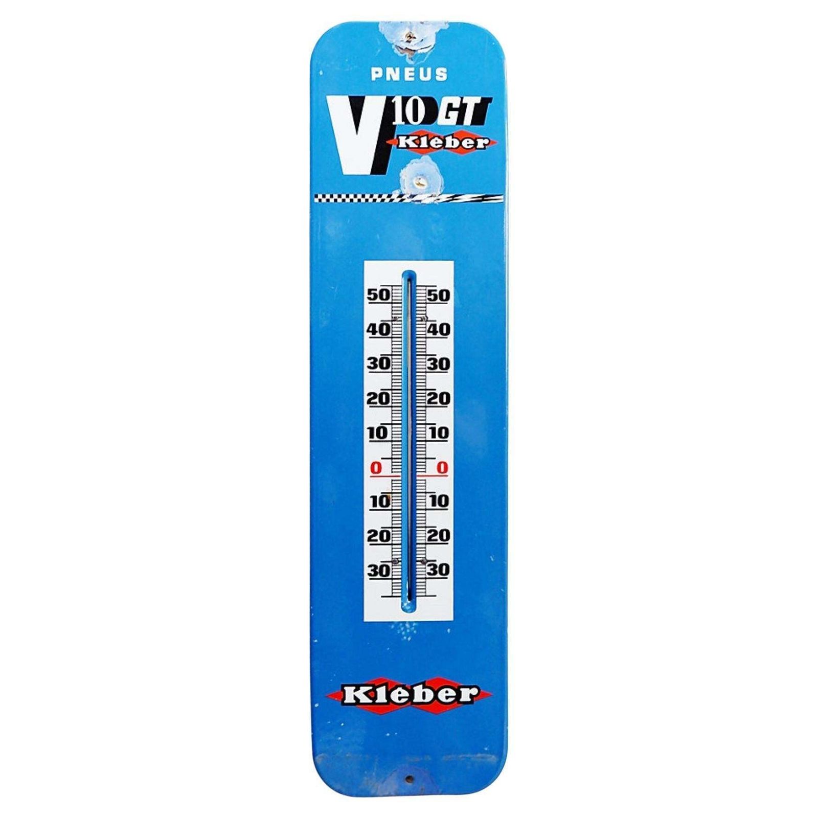 Kléber V10 Gt Enamel Plate Thermometer, Vintage Industrial, 1950s