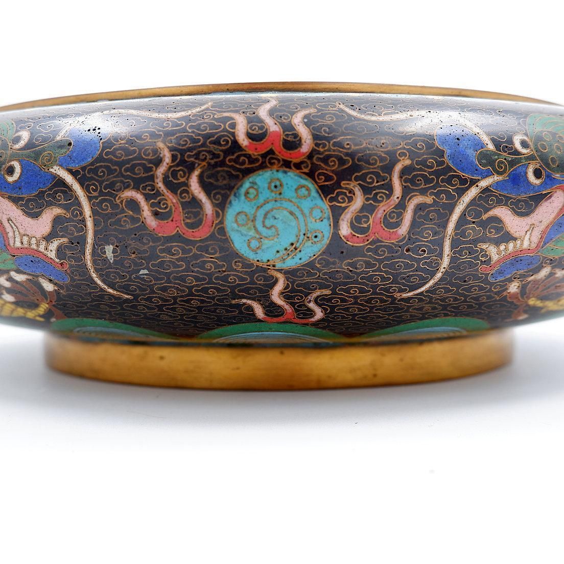 photo buy Line Cloisonné Cup With Dragons, Sig. Zhengde, China, 1920s/30s.