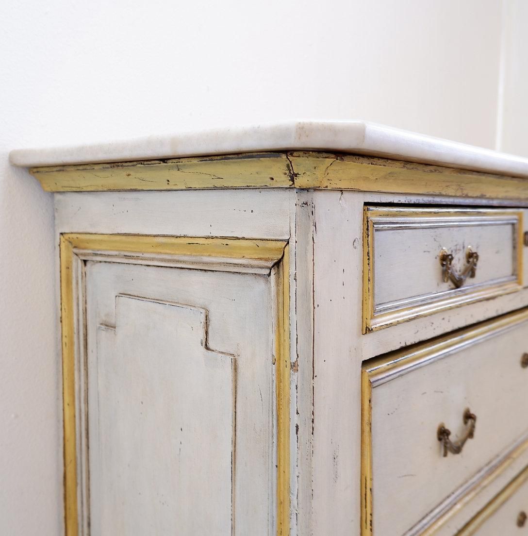 19th Century Antique Italian Chest Of Drawers With Marble Top photo vintage