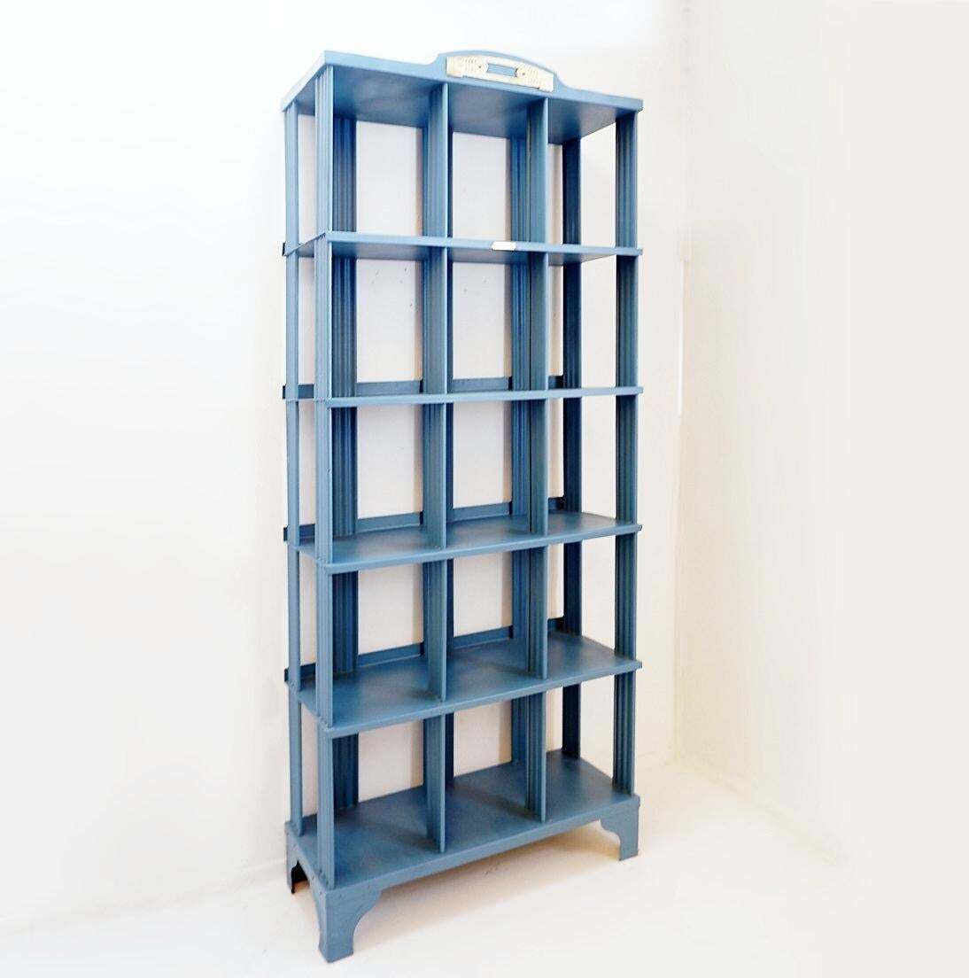 1920s Industrial Metal Shelving Unit By Strafor, Painted Finish photo for sale