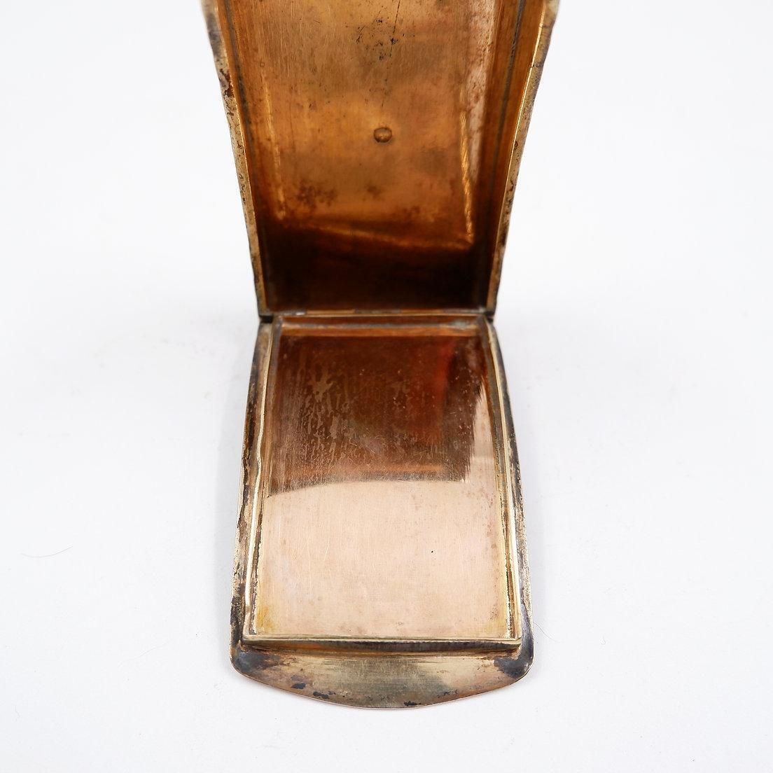 Home Decor Curved Ribbed Silver Gilt Pocket Snuff Box   19th Century photo