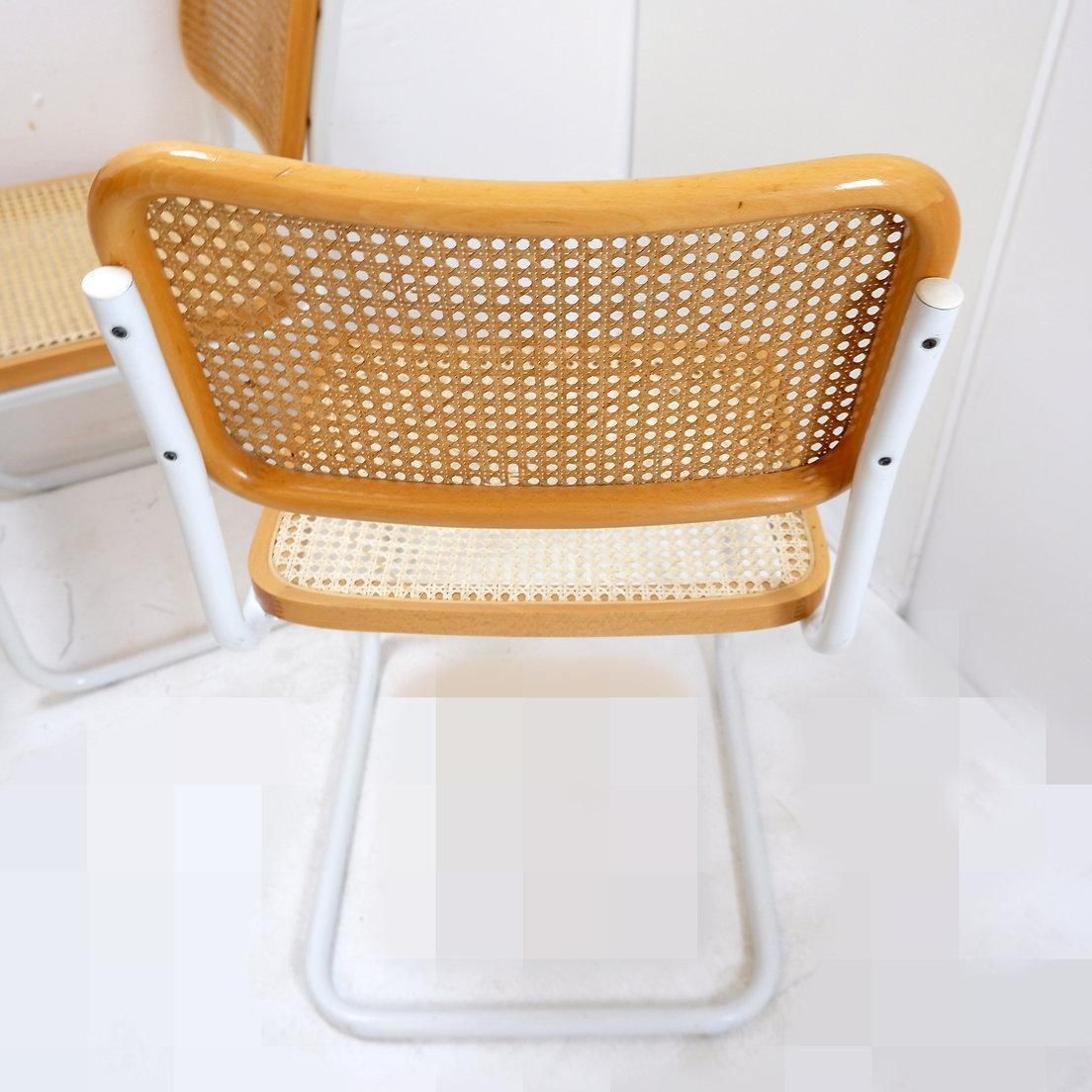 Mid Century Modern Set Of 4 Italian Cane Chairs In The Style Of Marcel Breuer photo vintage