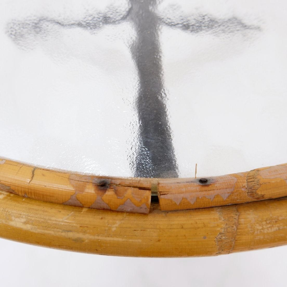 photo for sale Mid Century Side Table In Bamboo, Metal And Glass  The Netherlands 1960s