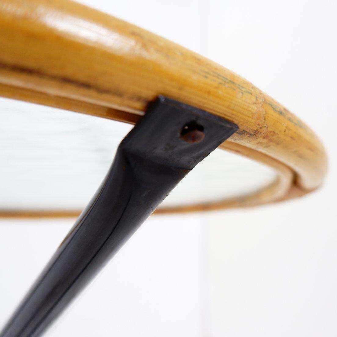 photo vinterior Mid Century Side Table In Bamboo, Metal And Glass  The Netherlands 1960s