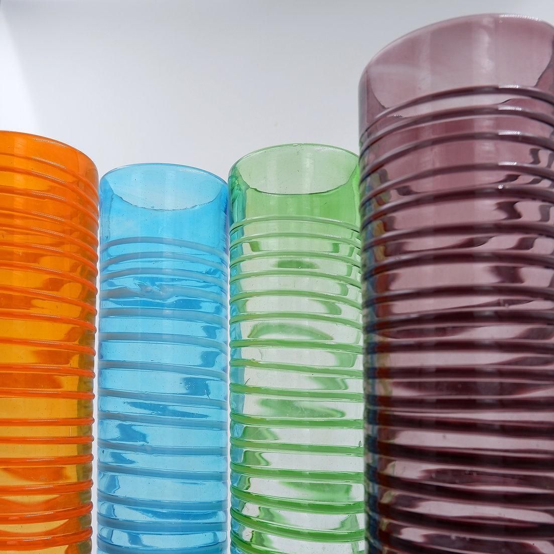 Set Of Four Mid Century Modern Murano Glass Spiral Vases, Italy photo vintage