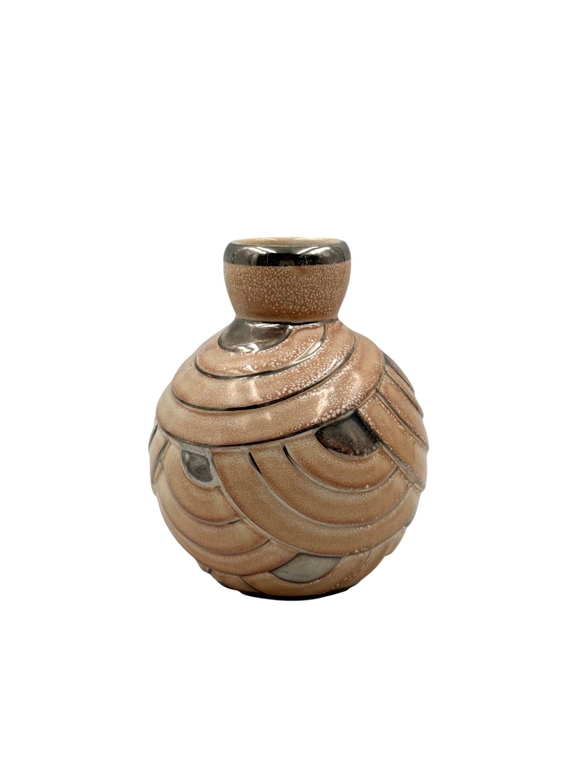 Art Deco Pink & Silver Ceramic Vase, Italy 1930s photo buy