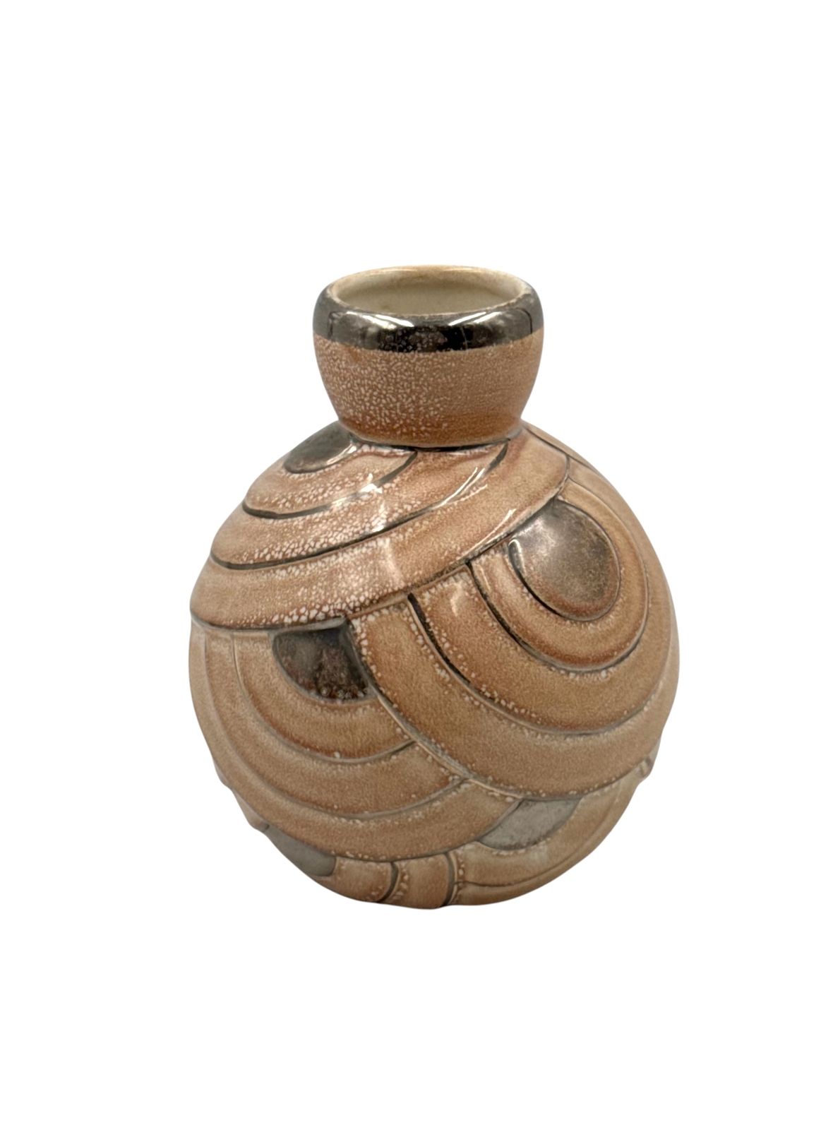 photo for sale Art Deco Pink & Silver Ceramic Vase, Italy 1930s
