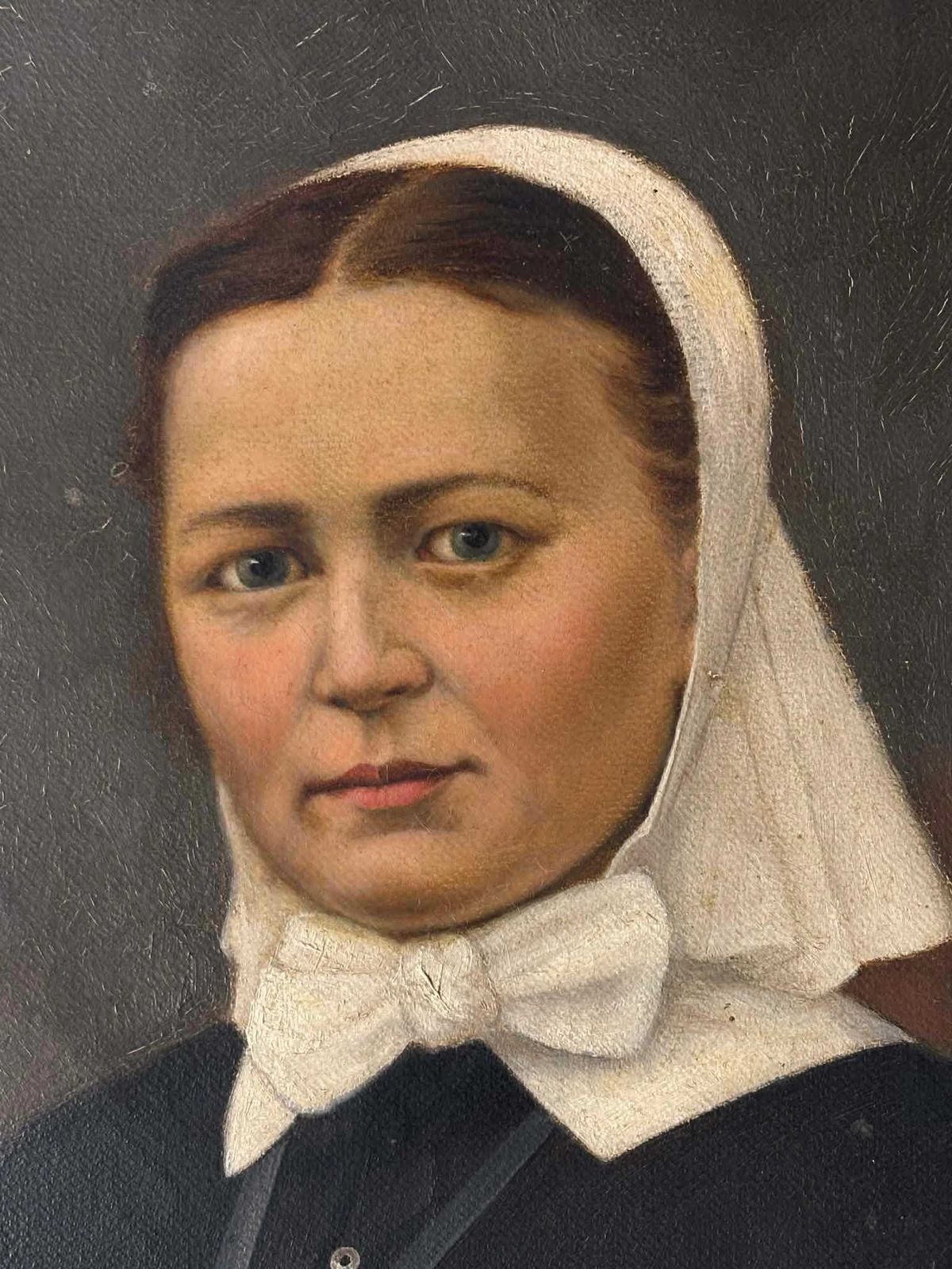 Antique German Portrait Of A Nun Oil Painting, Signed Oil On Canvas, Wall Art photo furniture