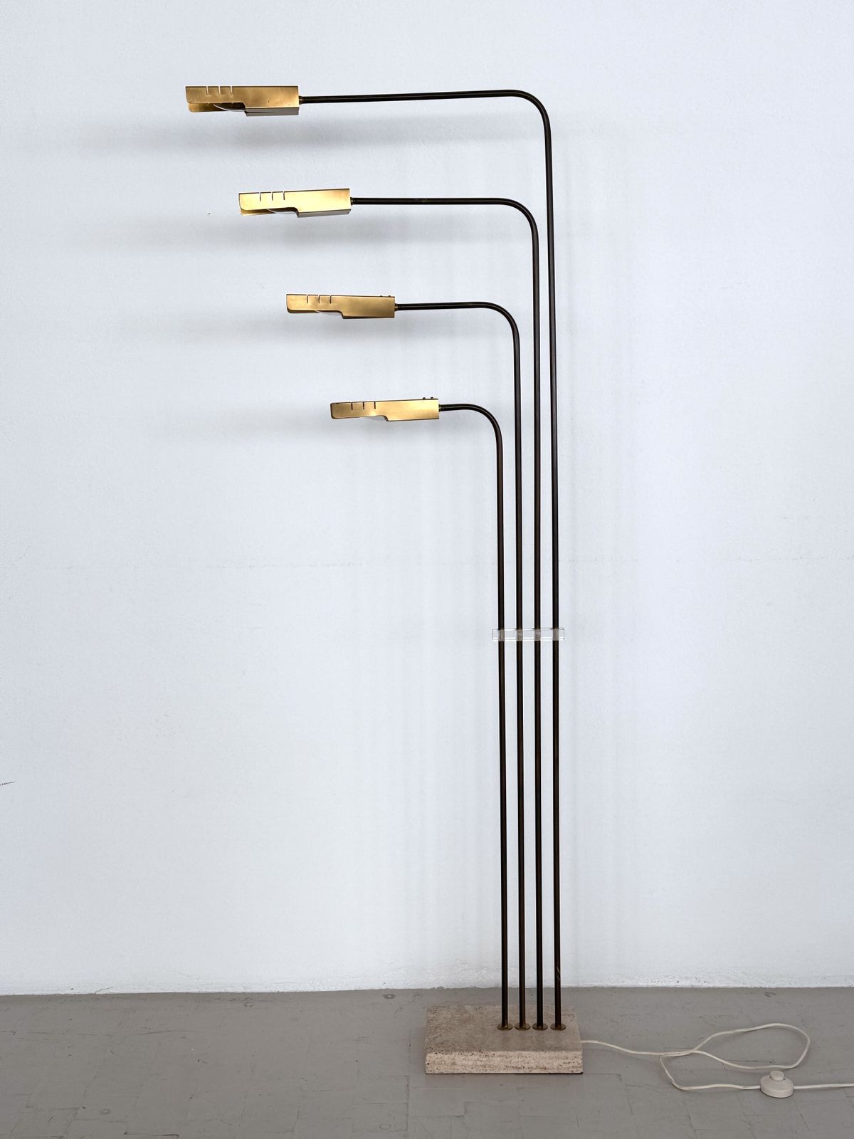 Italian Travertine And Brass Floor Lamp By Goffredo Reggiani, 1960s photo for sale