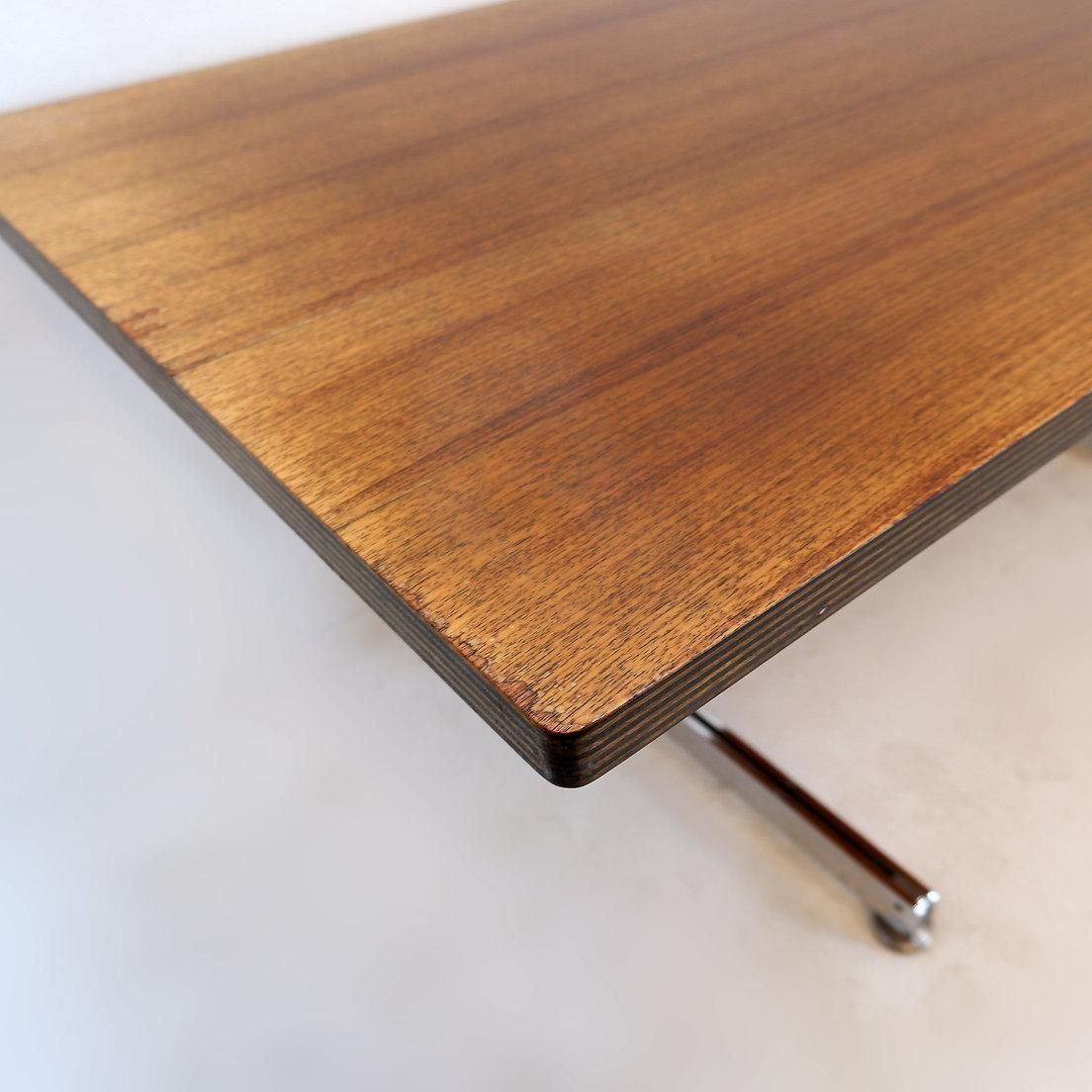 Jules Wabbes Cintree Desk, Laminated Wood & Chrome, Belgium, 1968 photo vinterior