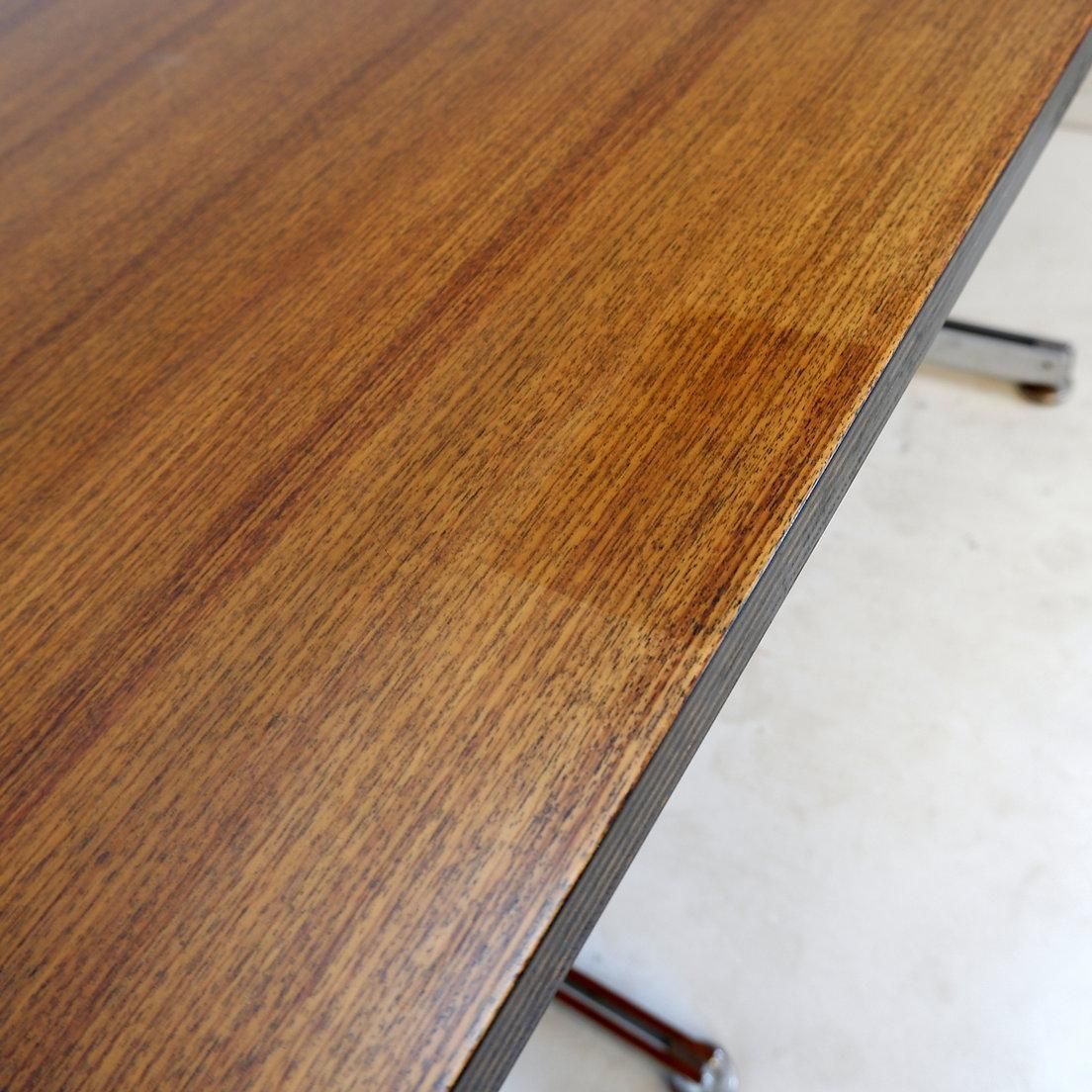 Jules Wabbes Cintree Desk, Laminated Wood & Chrome, Belgium, 1968 photo vintage