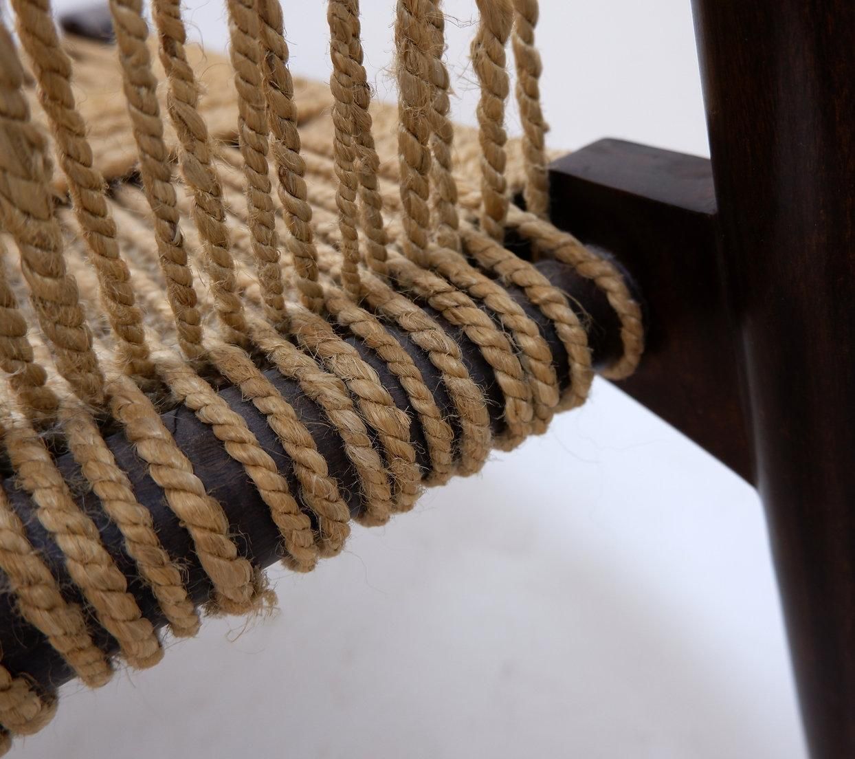 2474.0 Pair Of Jute Rope Weave And Solid Wood Lounge Chairs photo