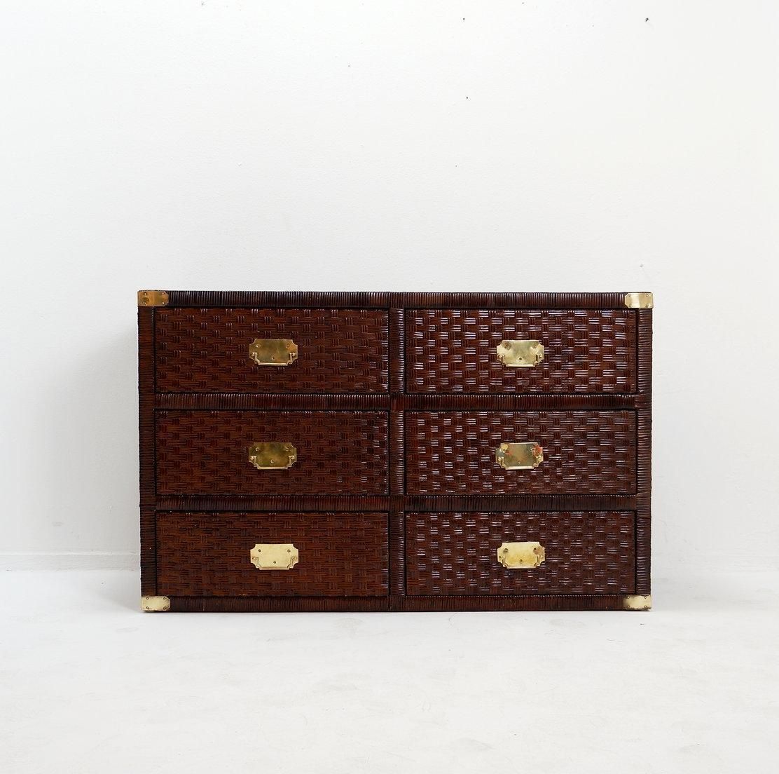 photo vinterior Vintage Coastal Woven Rattan Chest Of Drawers   20th