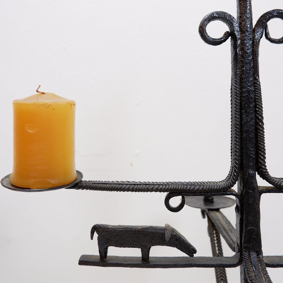Wrought Iron Candle Holder In The "Atelier De Marolles" Style   France 20th photo Home Decor