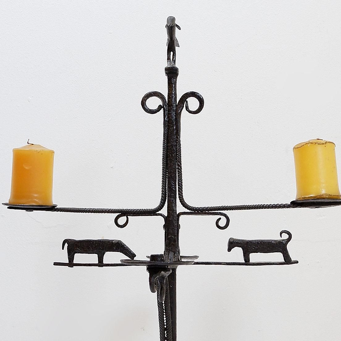 photo buy Wrought Iron Candle Holder In The "Atelier De Marolles" Style   France 20th