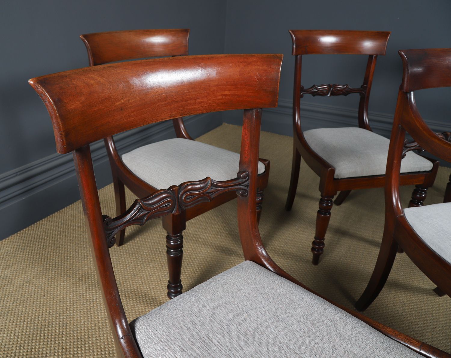 English Georgian Set Of Six Mahogany Dining Chairs (Circa 1825) photo vintage