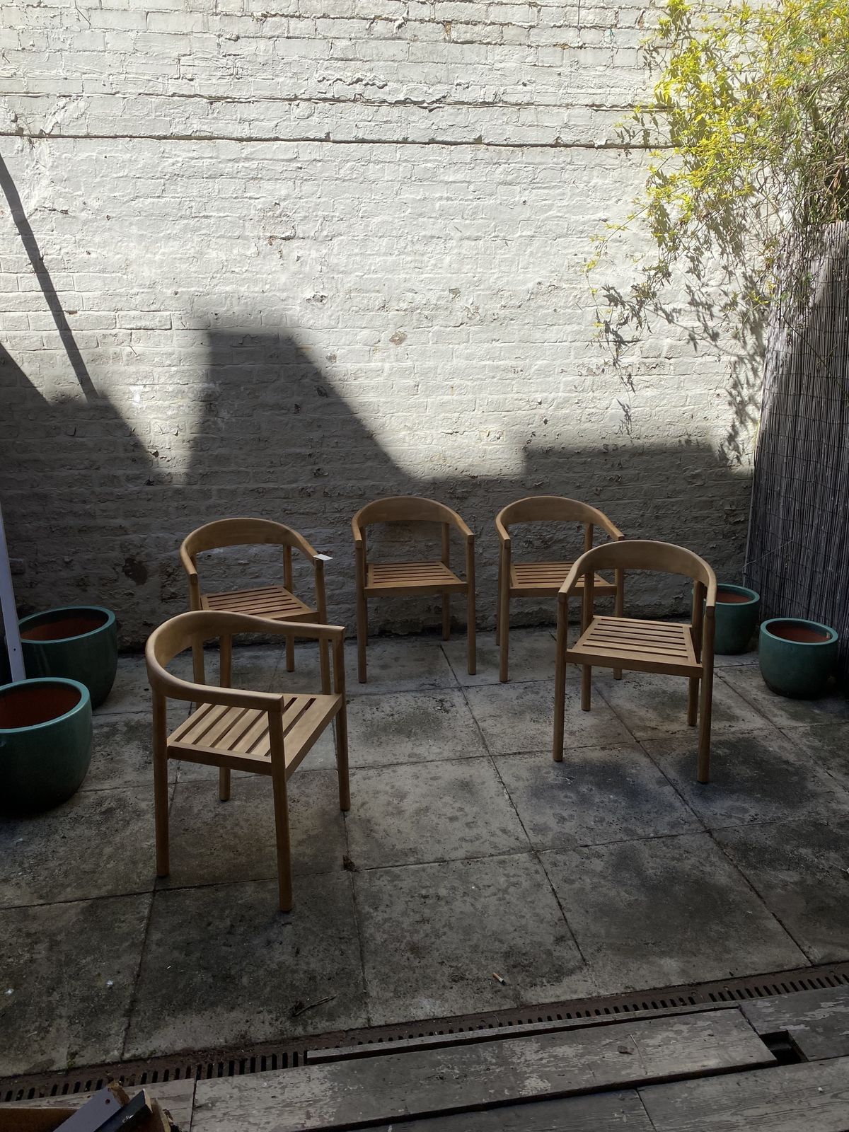 150.0 1 X Cox & Cox Wooden Deck Garden Patio Chair Curved Outdoor Dining Rrp £250 photo