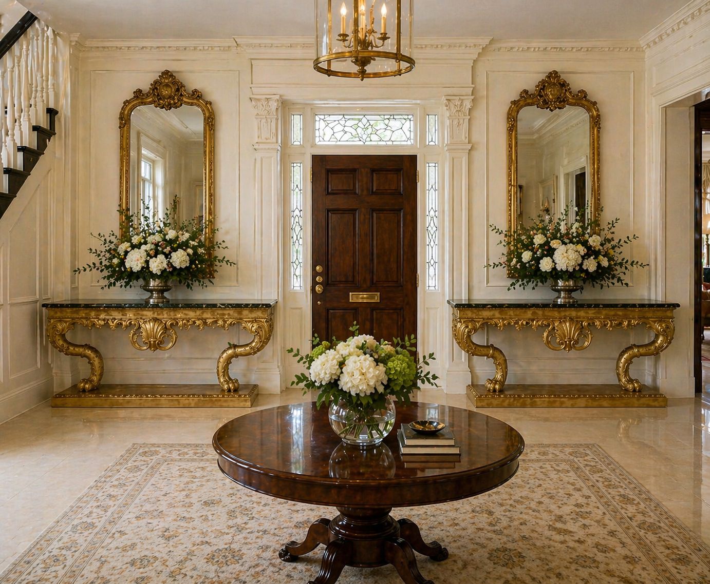 Antique Pair Of Monumental Italian Baroque Revival Giltwood Console Tables With Breccia Marble Tops And Lion’s Paw Supports photo furniture
