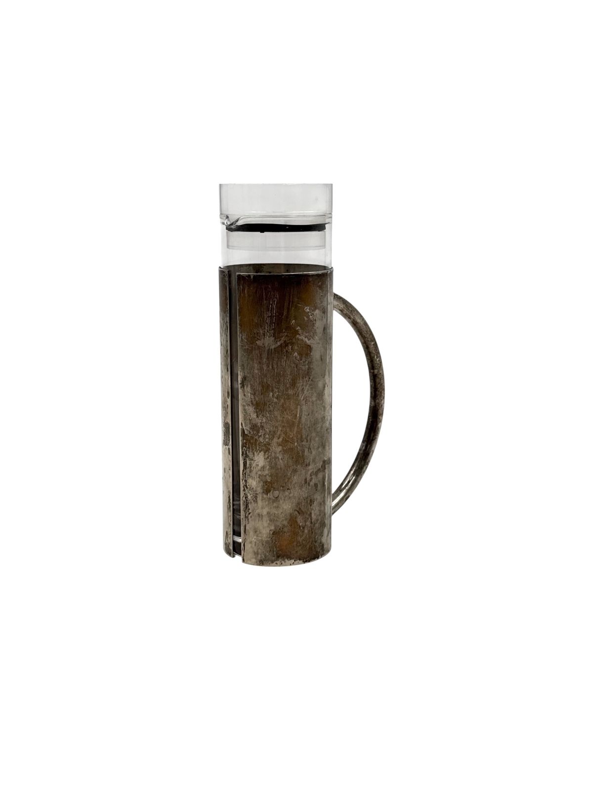 Modern Silverplated And Glass Cruet Mod. Oilvine, Lino Sabattini Italy 1970s photo vintage