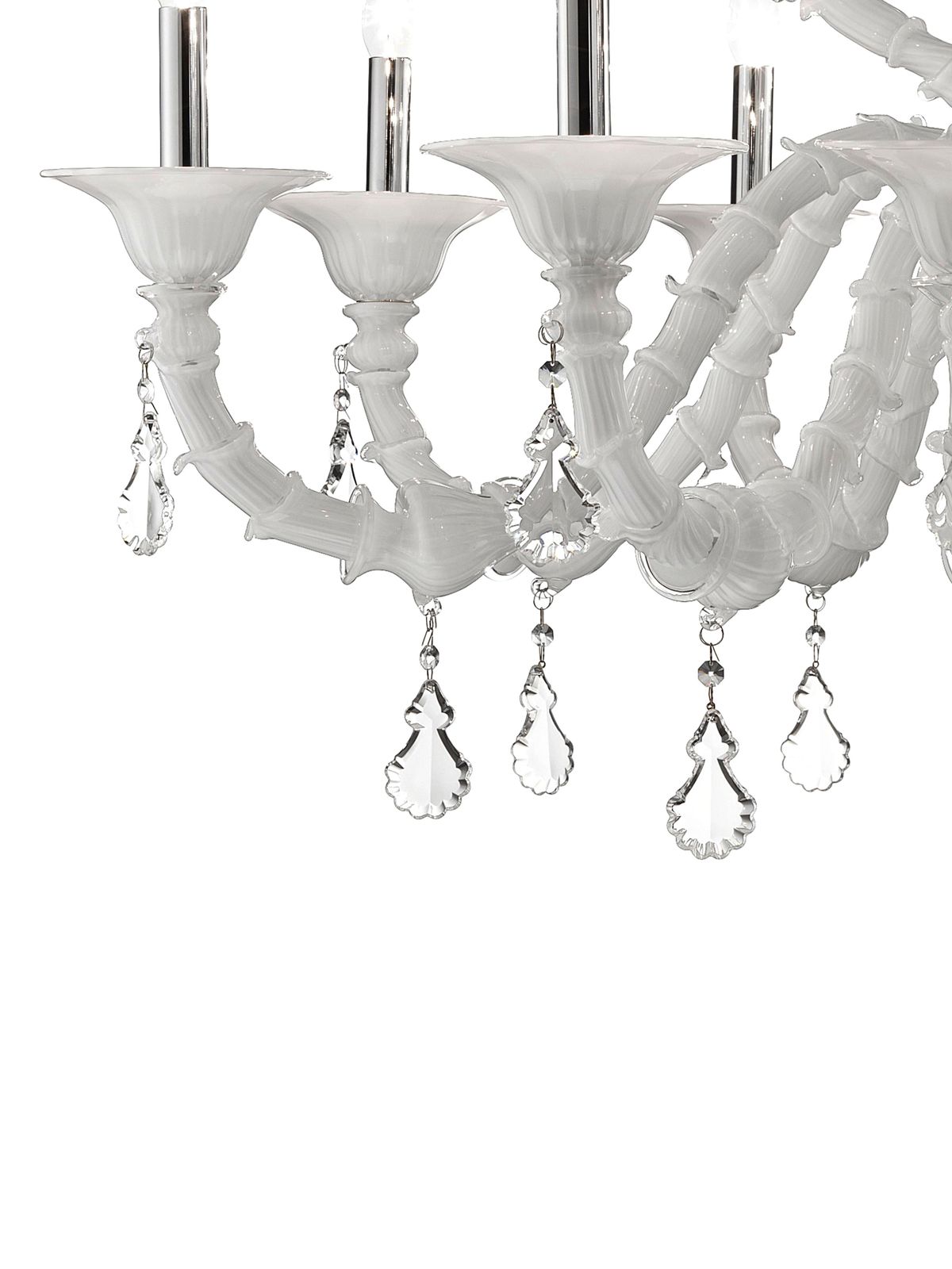 Imperial Venetian Modern White "Ca' Rezzonico" With Curls Murano Glass Chandelier . photo furniture