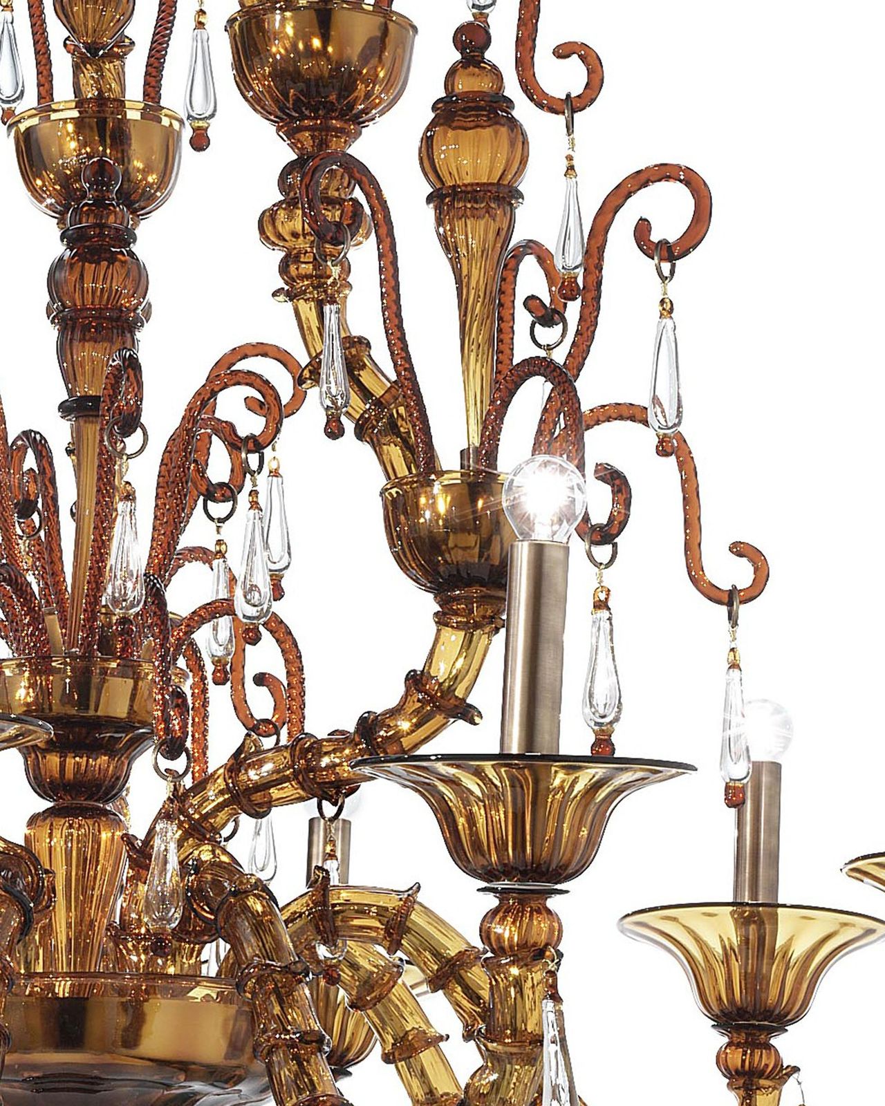 Imperial Venetian Modern Brown "Ca' Rezzonico" With Curls Murano Glass Chandelier photo furniture