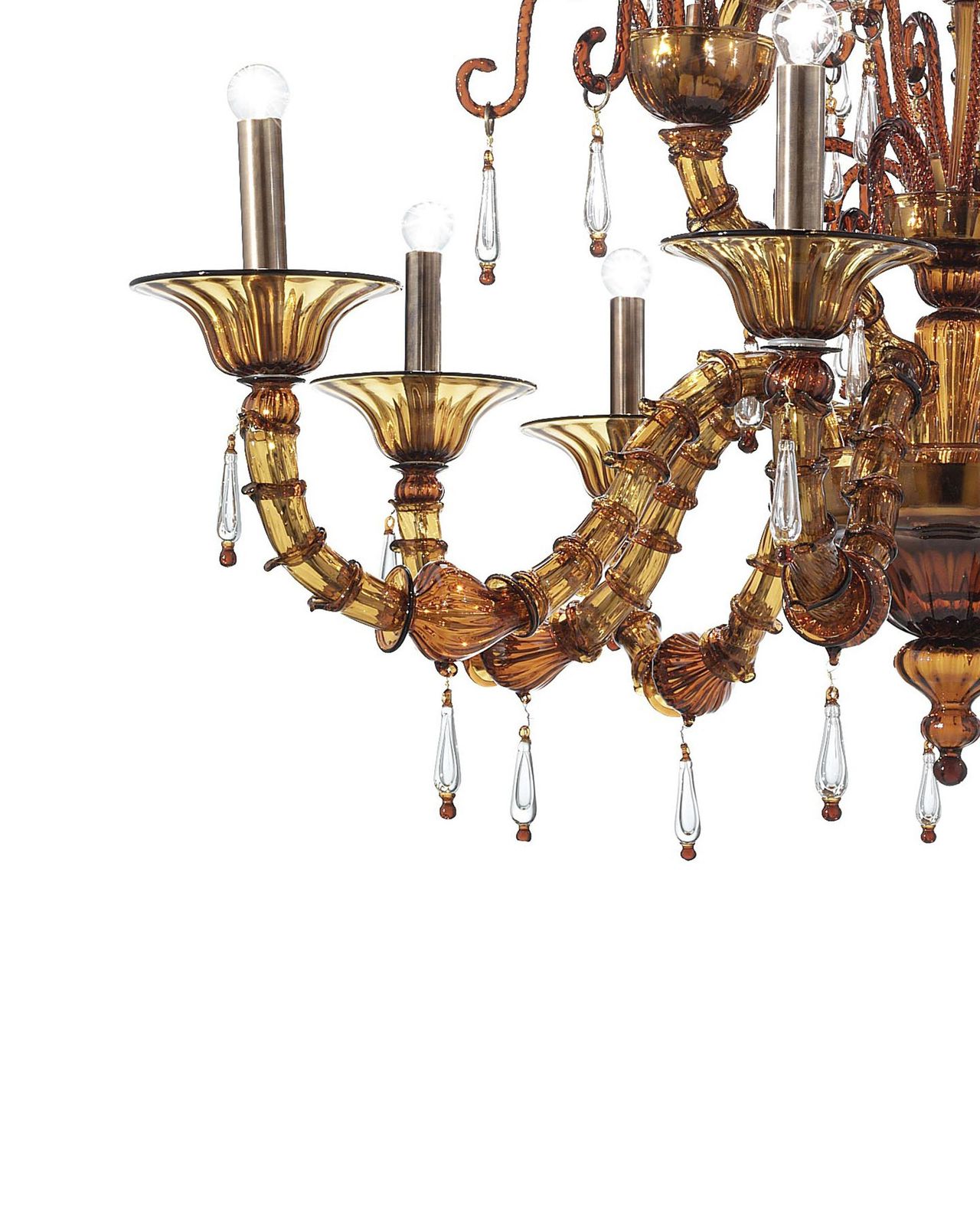 Imperial Venetian Modern Brown "Ca' Rezzonico" With Curls Murano Glass Chandelier photo buy