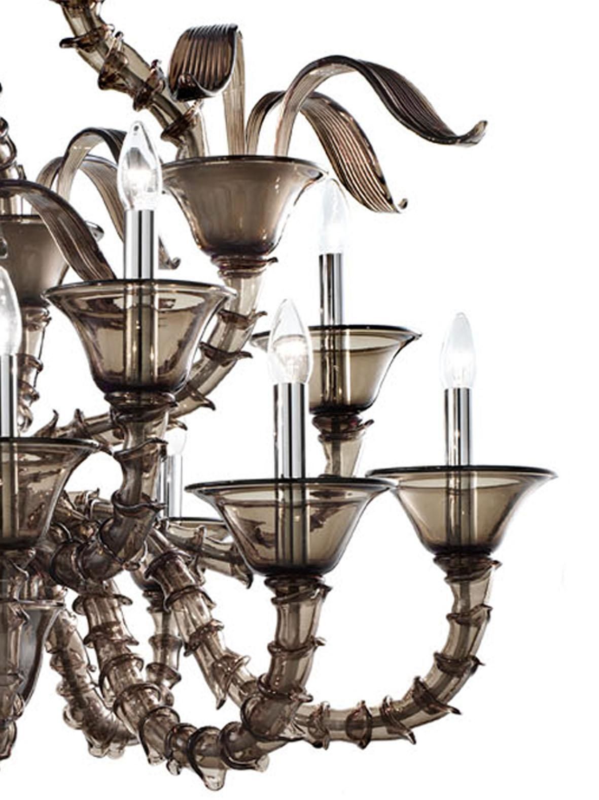 Stunning Modern Smoked Fumè “Ca’ Rezzonico” Murano Glass Chandelier . photo 35658.0