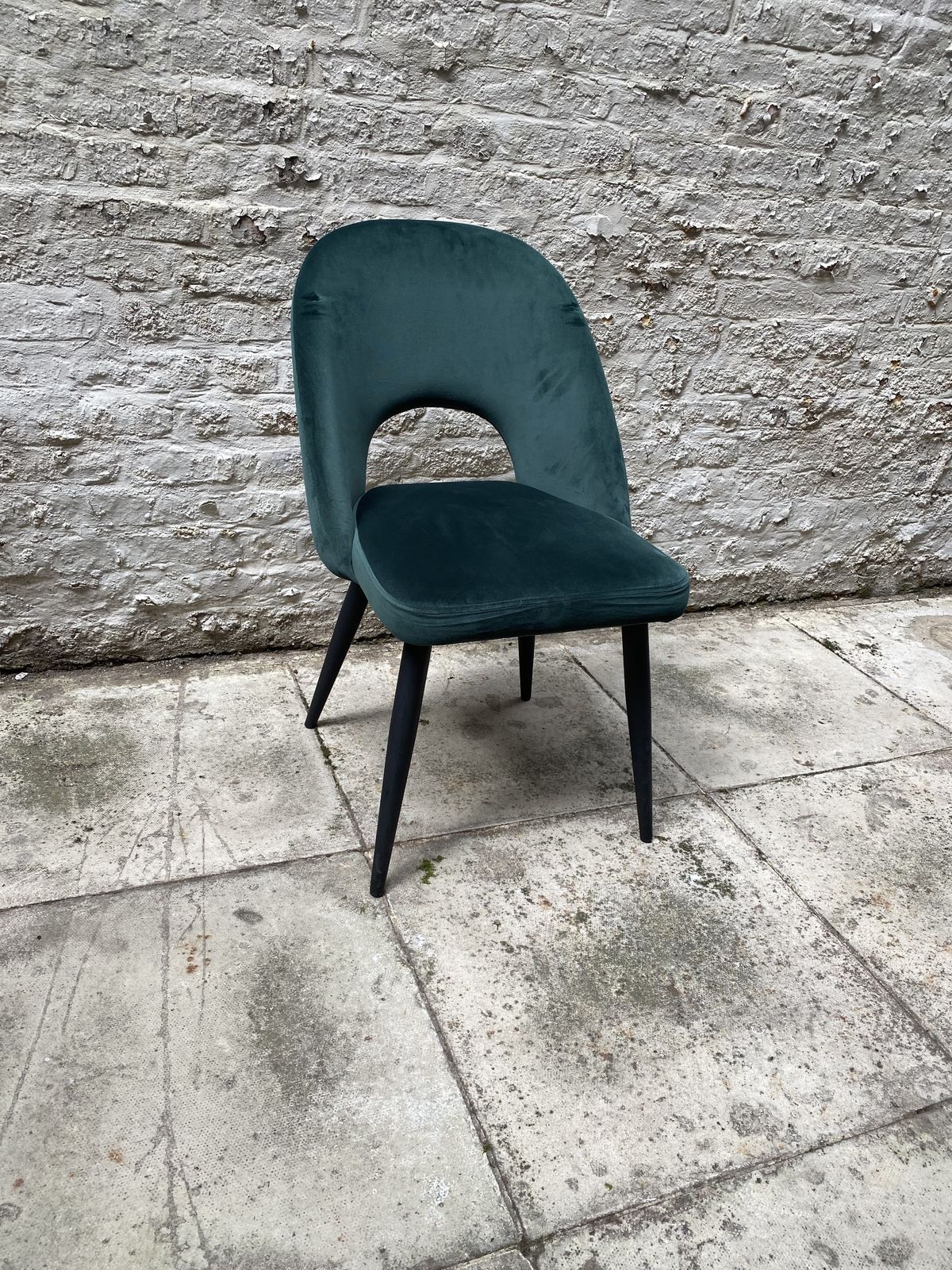 1x Teal Blue Velvet Kitchen Dining Modern Chair With Metal Legs Rrp 150 photo vinterior