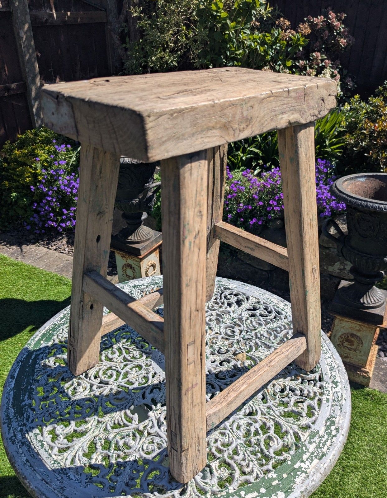 Table / tabouret vintage rustique en orme récupéré Ozzy Osbourne, livraison disponible 0315