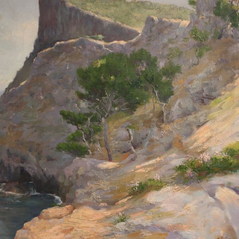 Art Peinture espagnole signée, paysage marin, début du XXe siècle photo