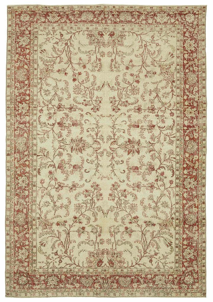 7x10 Beige Turkse Vintage Vloerkleed