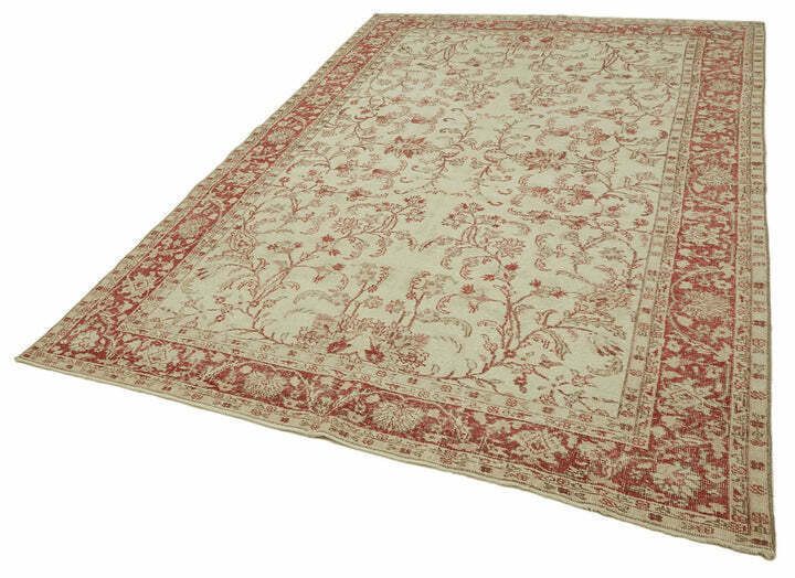 7x10 Beige Turkse Vintage Vloerkleed photo for sale