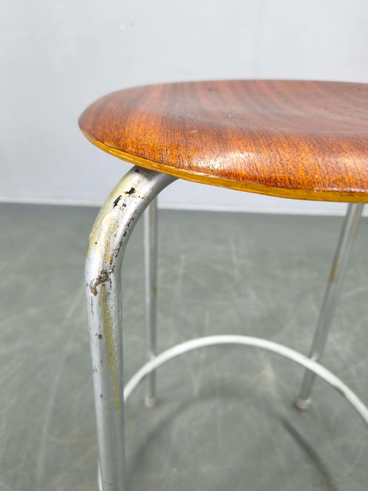 1950s German Industrial Stool With Plywood Seat photo 326.0