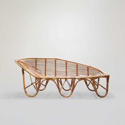 Canapé vintage en rotin, années 1960