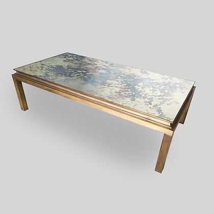 Vintage Franse églomisé Glazen Salontafel, Jaren 1960 photo Meubels