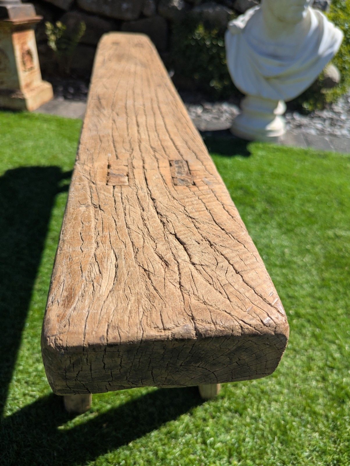 Table/banc vintage en orme récupéré rustique, livraison disponible 0319. photo for sale