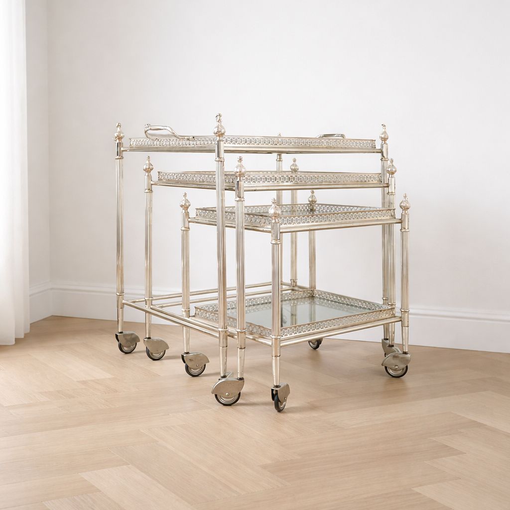 French Neoclassical Style Nest Of Bar Carts, 1960s.